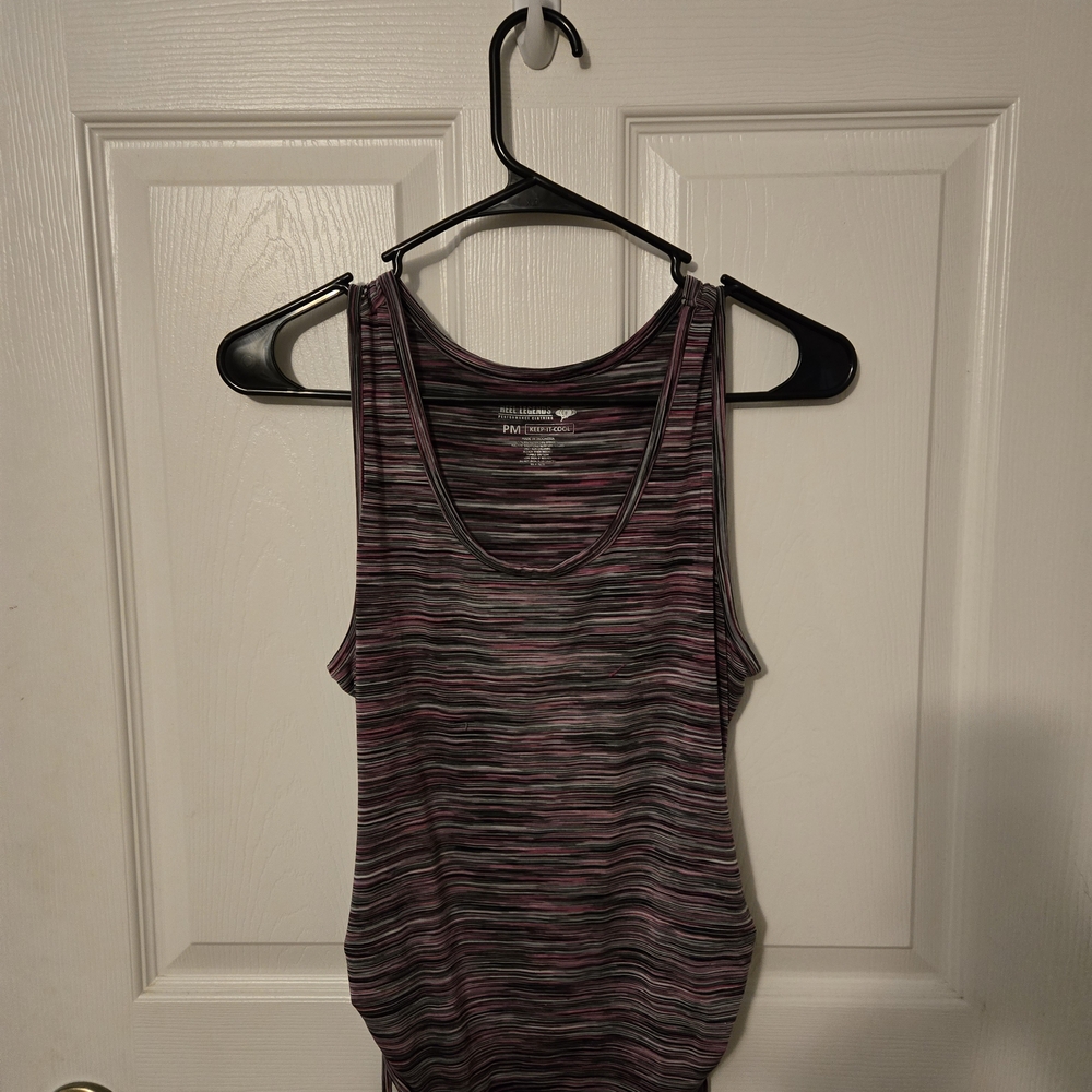 Reel Legends Women's Tank Top - Pink and Black Stripes